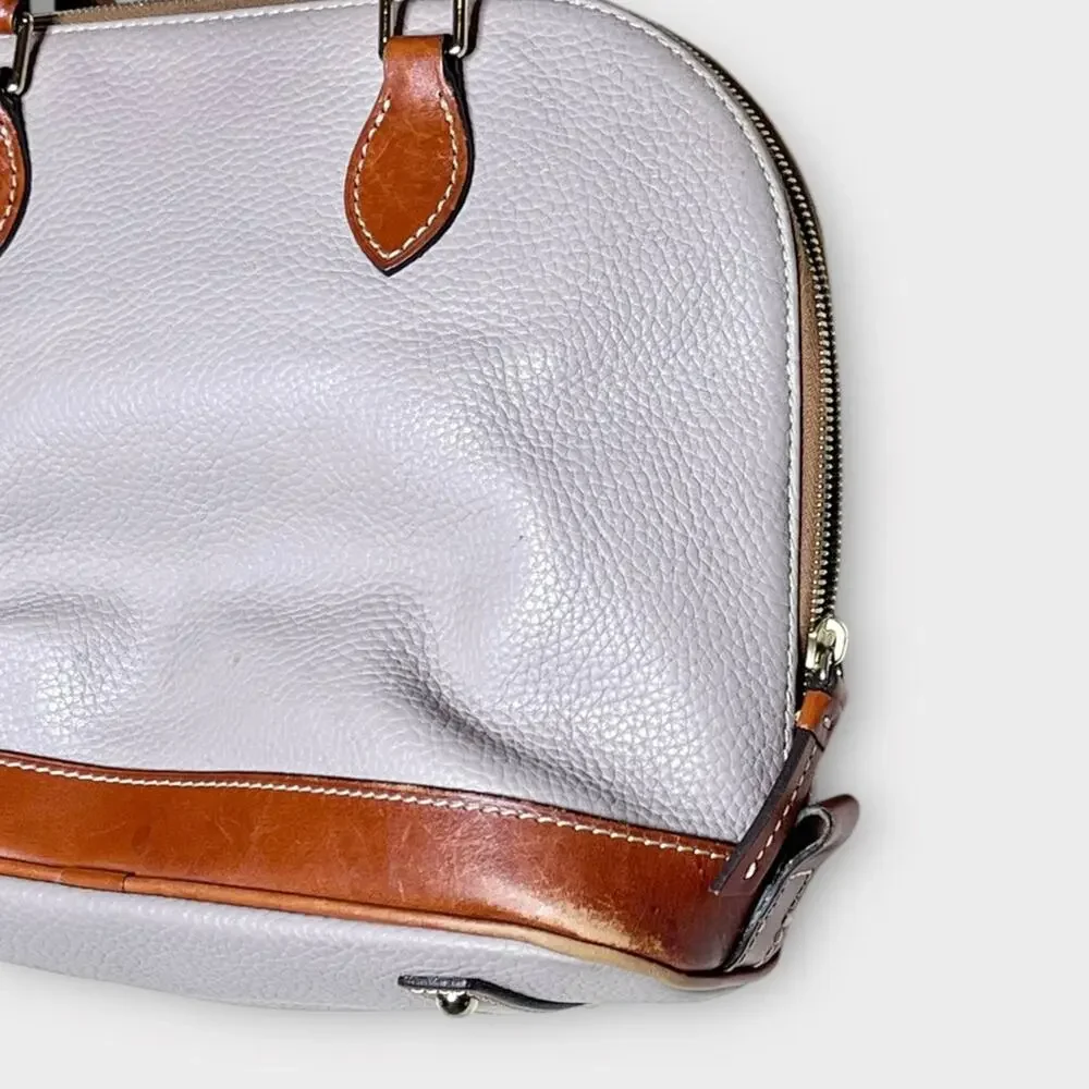DOONEY & BOURKE Pebbled Grain Leather Zip Satchel Gray Brown Handbag Purse